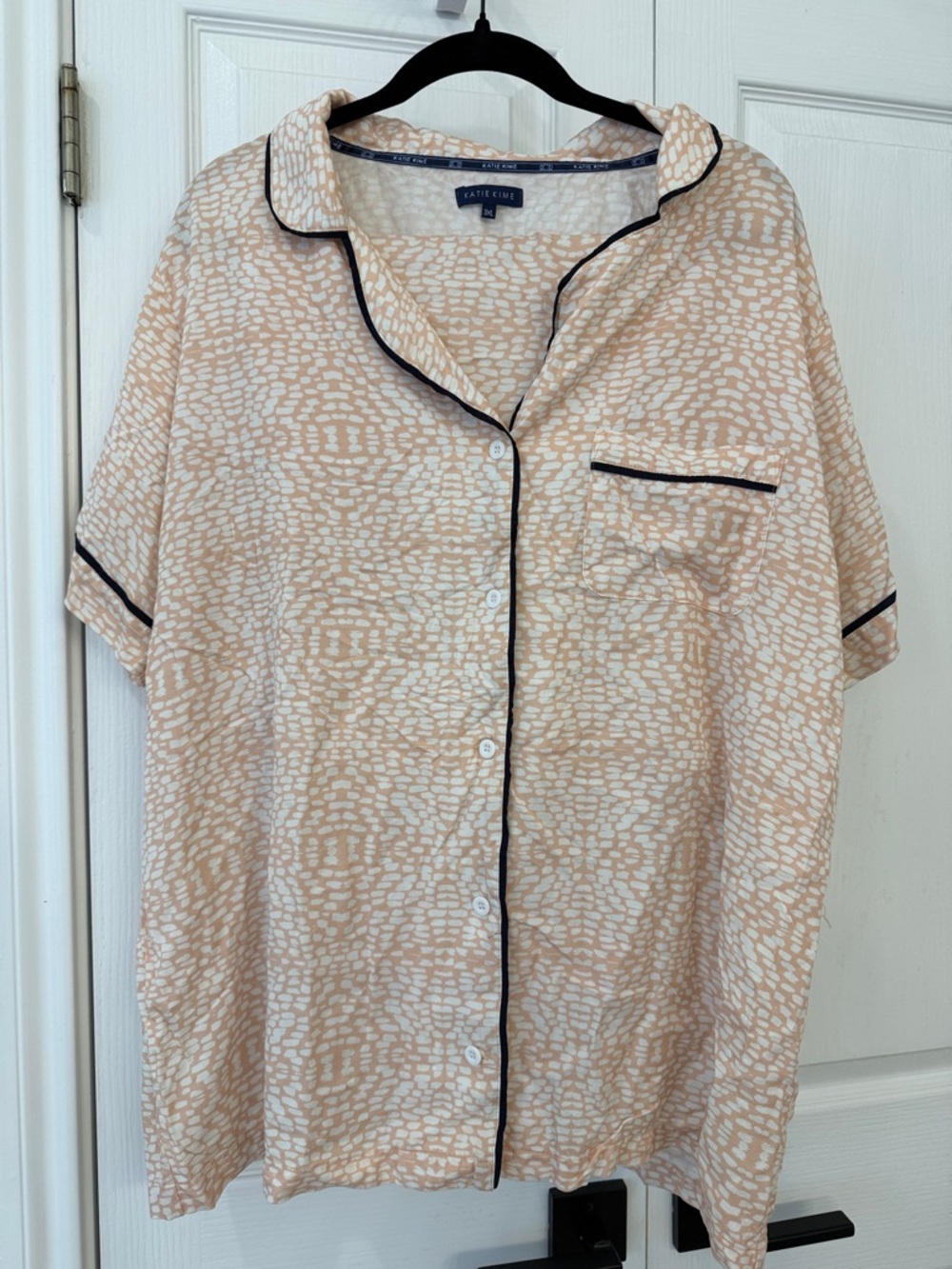 Katie Kime Pajama Set 3XL Neutral Print Button Front Top & Pants Loungewear
